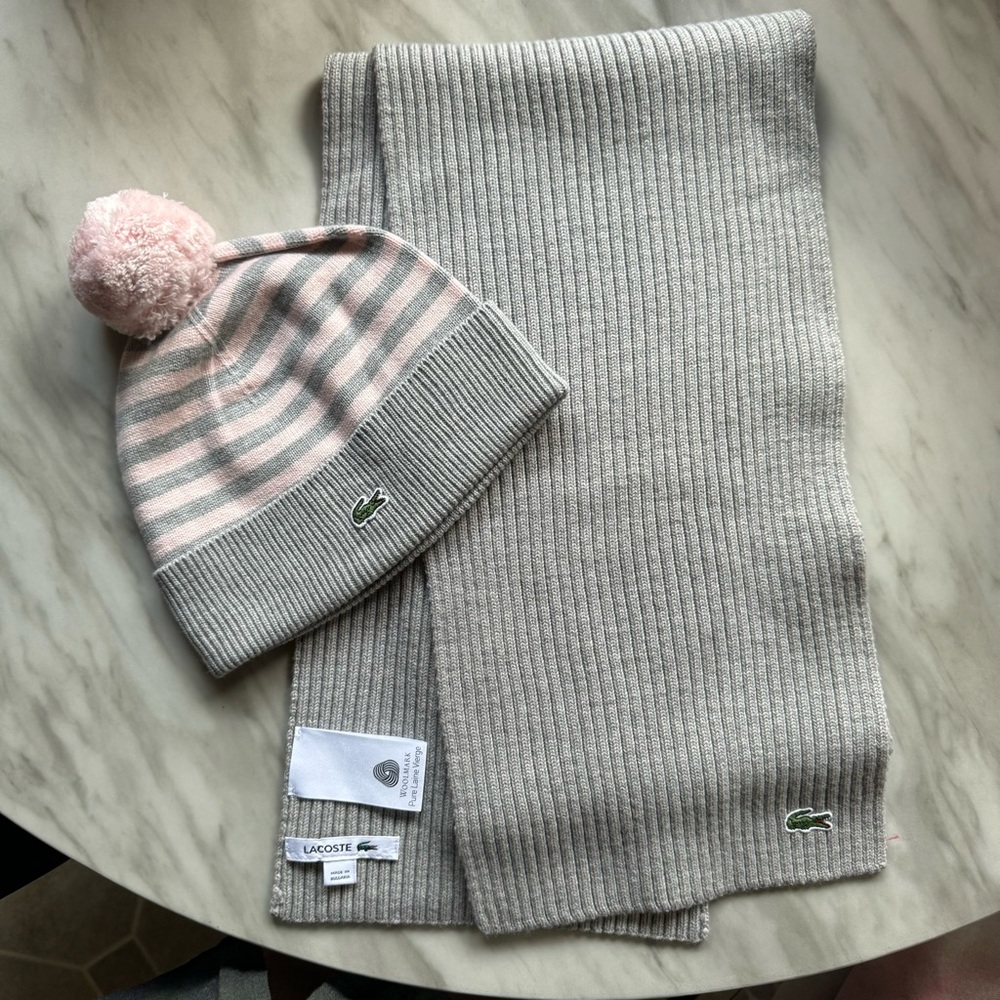 NWOT Lacoste Hat & Scarf set